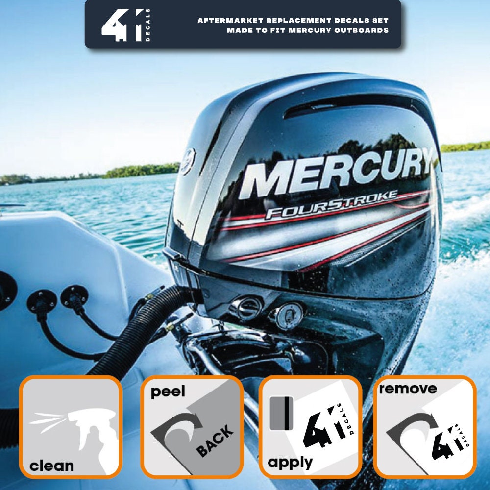 Decal Set for Mercury 90 Two Stroke Outboard Red and Whte . Vnyl Kt Decal Set for Mercury 90 Two Stroke Outboard Red and Whte . Vnyl Kt