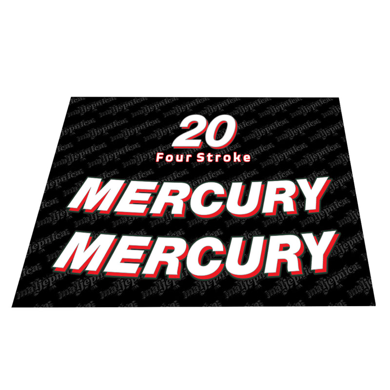 Mercury 20 Four Stroke (2006-2012) Outboard Decal (Sticker / Aufkleber) Set