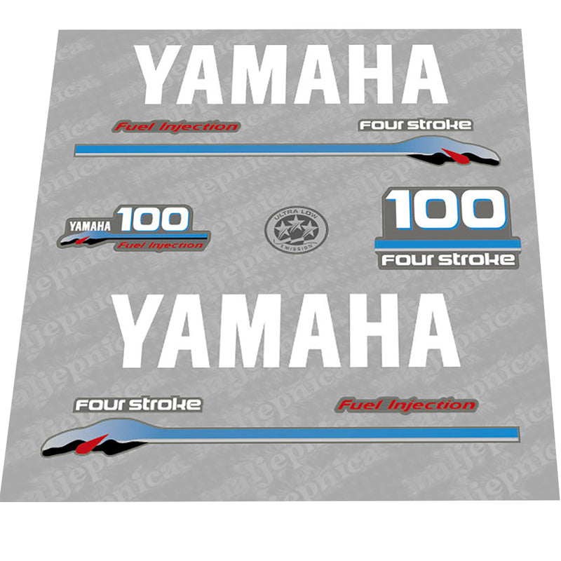 Yamaha 100 FOUR STROKE (2000) Gray-White Decal (Sticker) Set