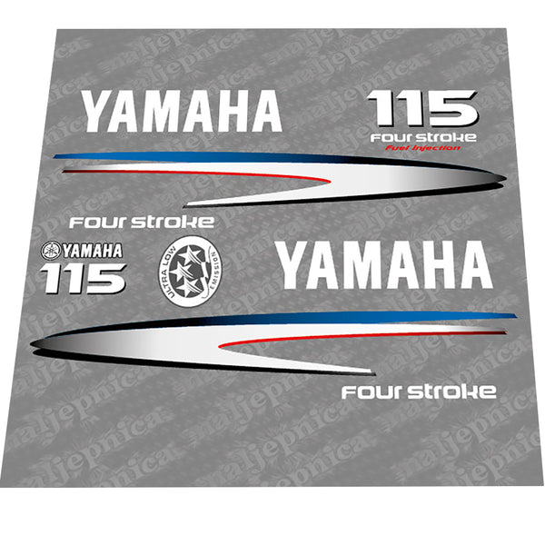 Yamaha 115 FOUR S.2002-2006 Gray-White Decal (Sticker) Set