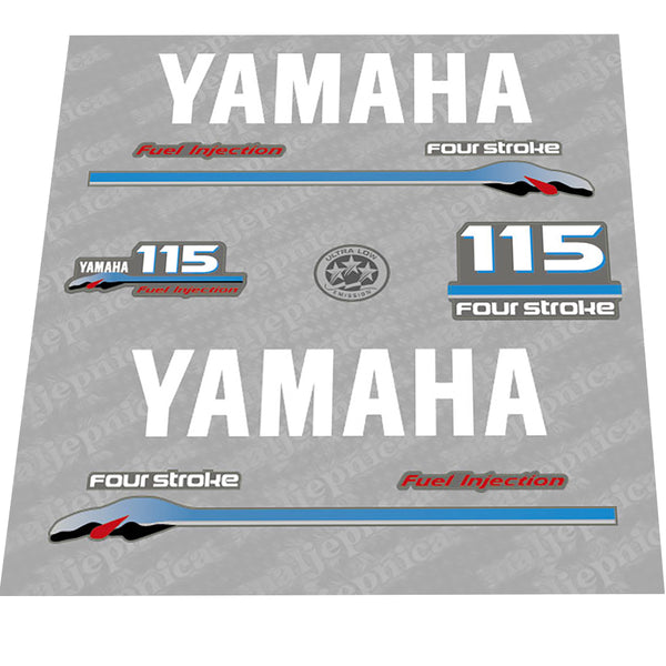 Yamaha 115 FOUR STROKE (2000) Gray-White Decal (Sticker) Set