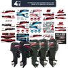 Mercury 225 Optimax (1999-2004) Blue Outboard Decal (Sticker / Aufkleber) Set