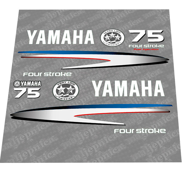 Yamaha 75 FOUR S.2002-2006 Gray-White Decal (Sticker) Set