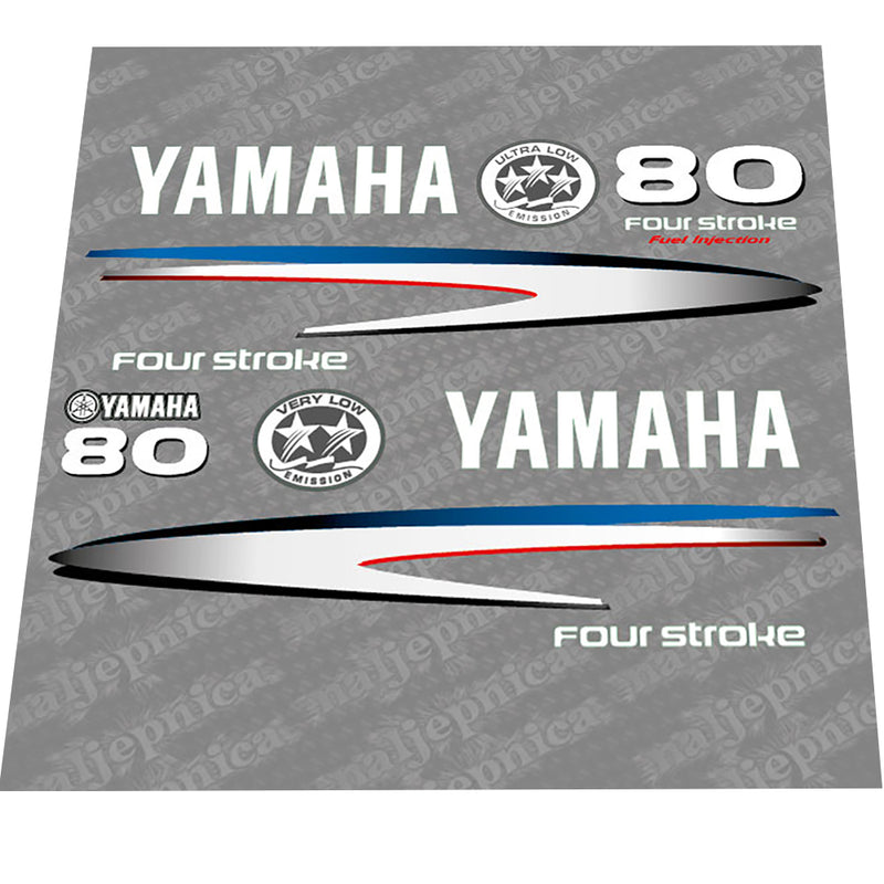 Yamaha 80 FOUR S.2002-2006 Gray-White Decal (Sticker) Set