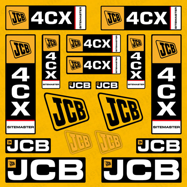 JCB 4CX Sitemaster Equipment Machinery Aftermarket Decal / Aufkleber / Adesivo / Sticker / Replacement Set