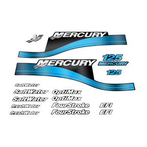Mercury 125 (1999-2004) Blau Outboard Compatible Replacement Decal (Sticker) Set