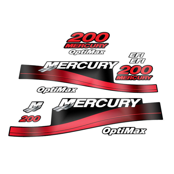 Mercury 200 Optimax (1999-2004) Rot Outboard Compatible Replacement Decal (Sticker) Set