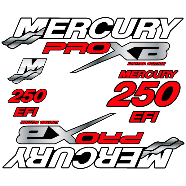 Mercury Pro XB 250 outboard decal aufkleber adesivo sticker set