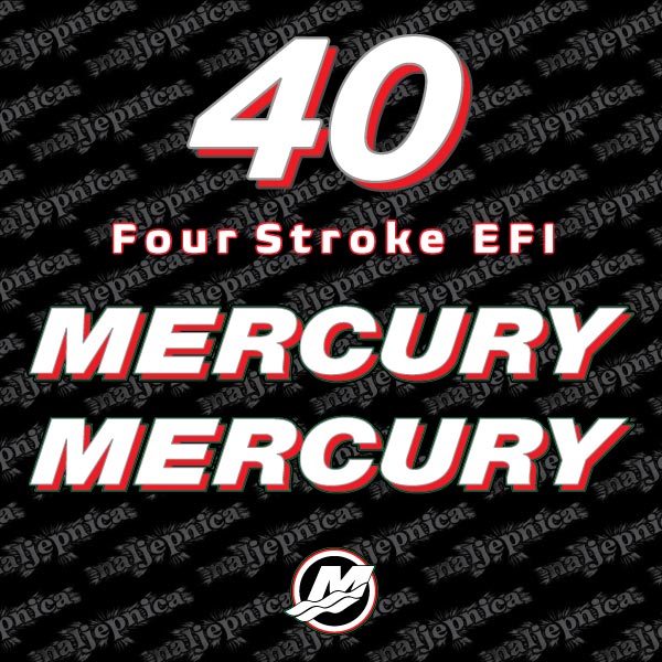 Mercury 40 Four stroke EFI outboard (2006-2012) decal aufkleber sticker set
