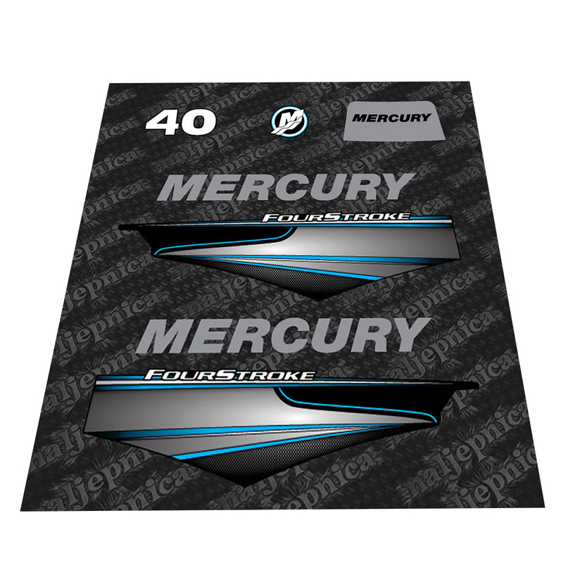 Mercury 40 Four Stroke Blue (2013) Outboard Decal (Sticker / Aufkleber) Set