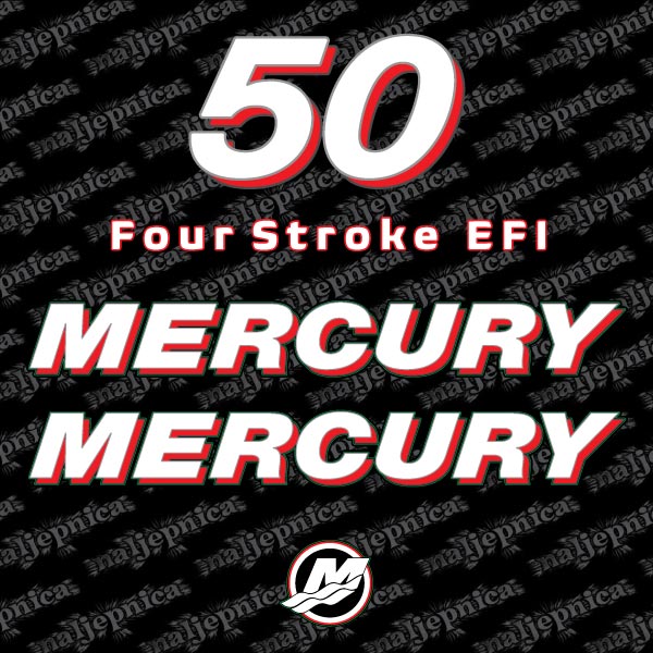 Mercury 50 Four stroke EFI outboard (2006-2012) decal aufkleber sticker set