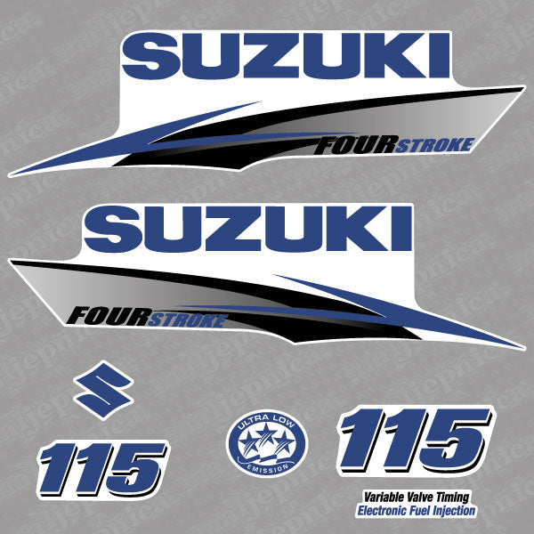 Suzuki 115 Four stroke (2010) blue outboard decal aufkleber adesivo sticker set