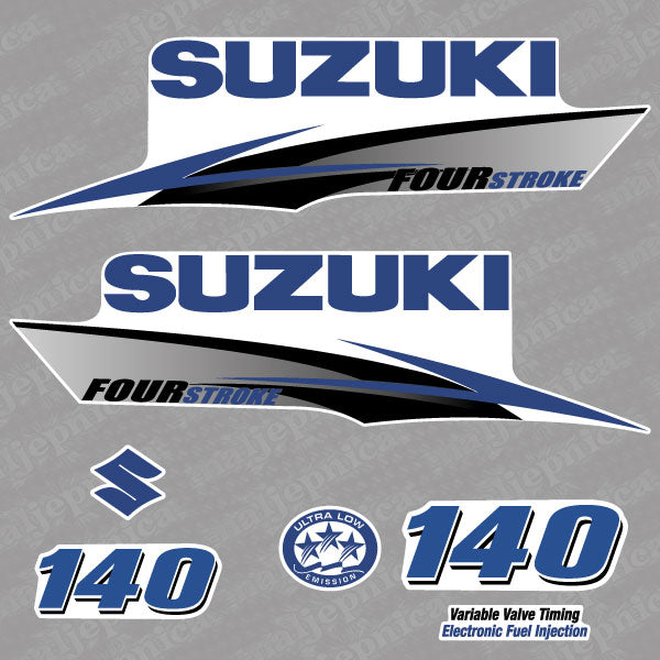 Suzuki 140 Four stroke (2010) blue outboard decal aufkleber adesivo sticker set