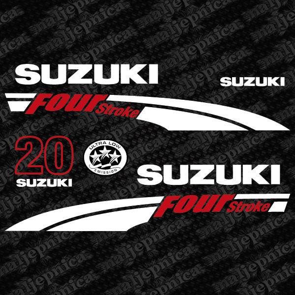 Suzuki 20 Four stroke (2004) outboard decal aufkleber adesivo sticker set