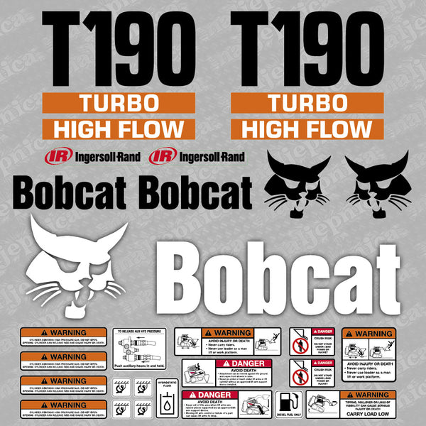 Bobcat T190 Turbo High Flow Loader Aftermarket Decal / Aufkleber / Adesivo / Sticker / Replacement Set