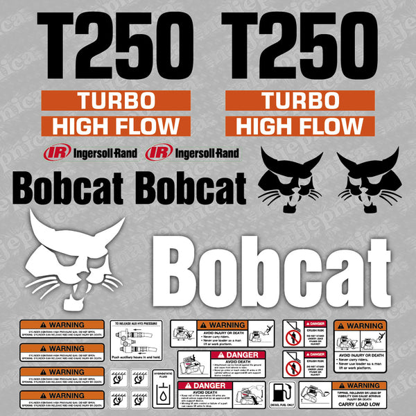 Bobcat T250 Turbo High Flow Loader Aftermarket Decal / Aufkleber / Adesivo / Sticker / Replacement Set