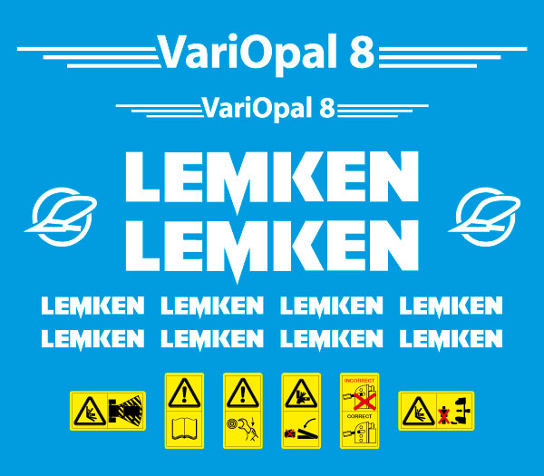 Lemken VariOpal 8 plow pflug decal aufkleber adesivo sticker set