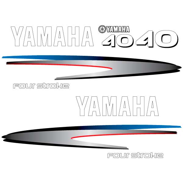 Yamaha 40 four stroke (2002) outboard decal aufkleber adesivo sticker set