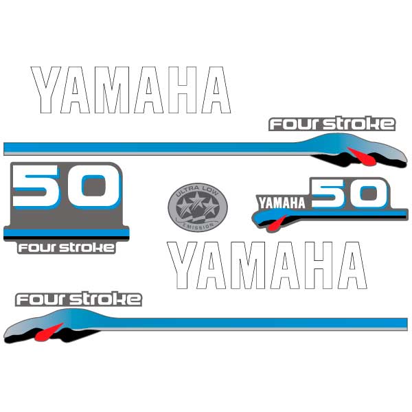 Yamaha 50 four stroke (2000g.) outboard decal aufkleber adesivo sticker set