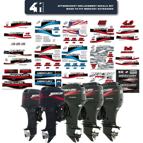 411 Decals Replacement Sticker Set For Mercury 200 Outboard (2005-2007) - Aftermarket - View #4