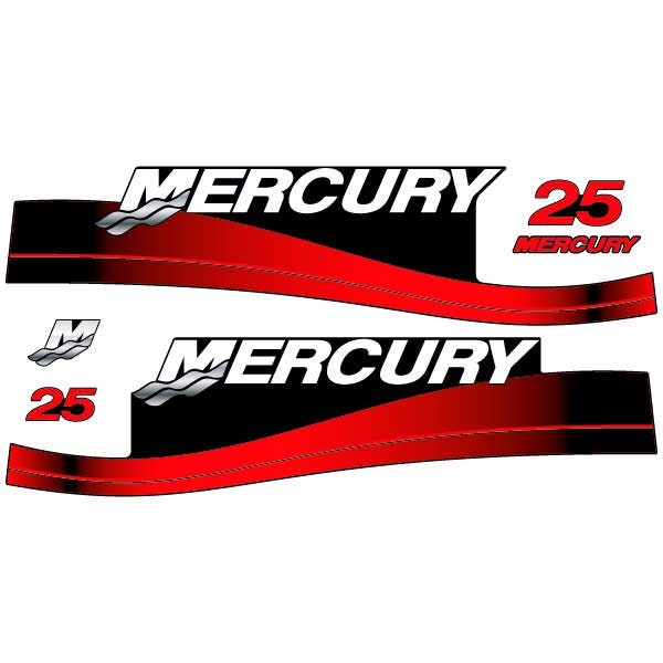 Mercury 25 1999-2004 red outboard decal sticker set