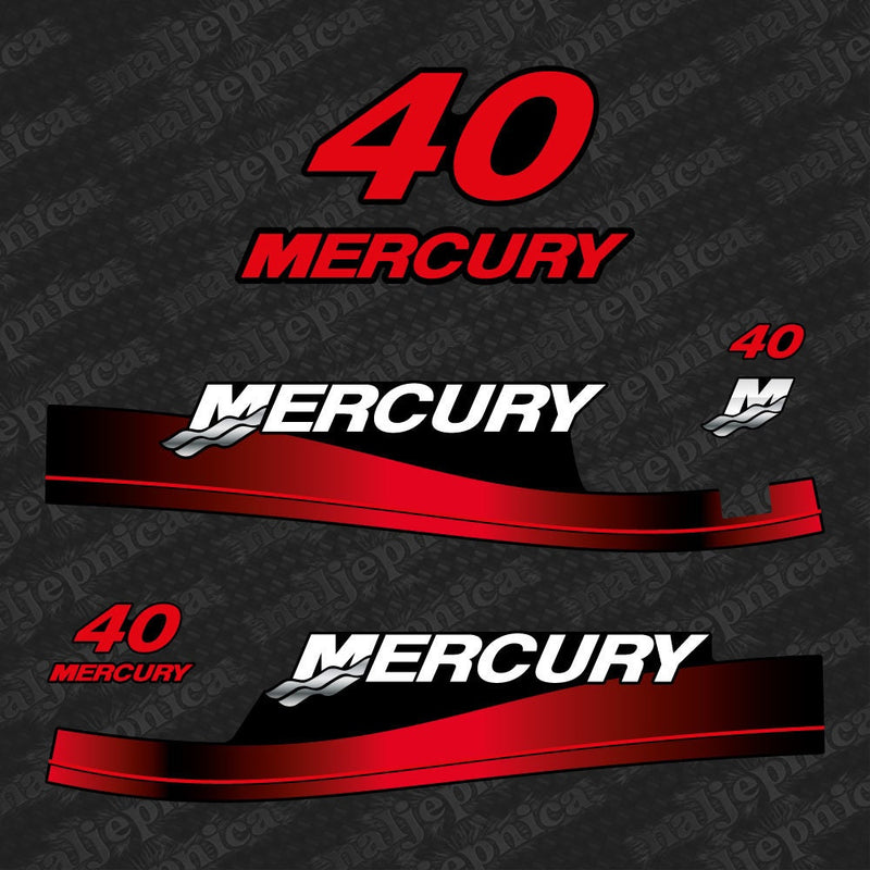 Mercury 40 1999-2006 red outboard decal sticker set