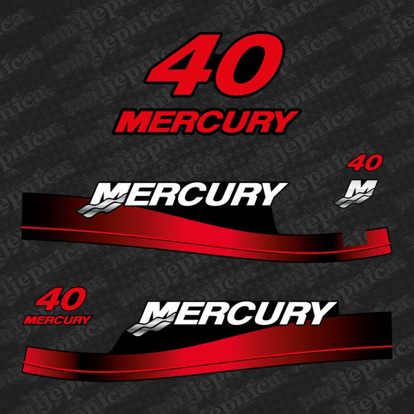 Mercury 40 1999-2006 red outboard decal sticker set