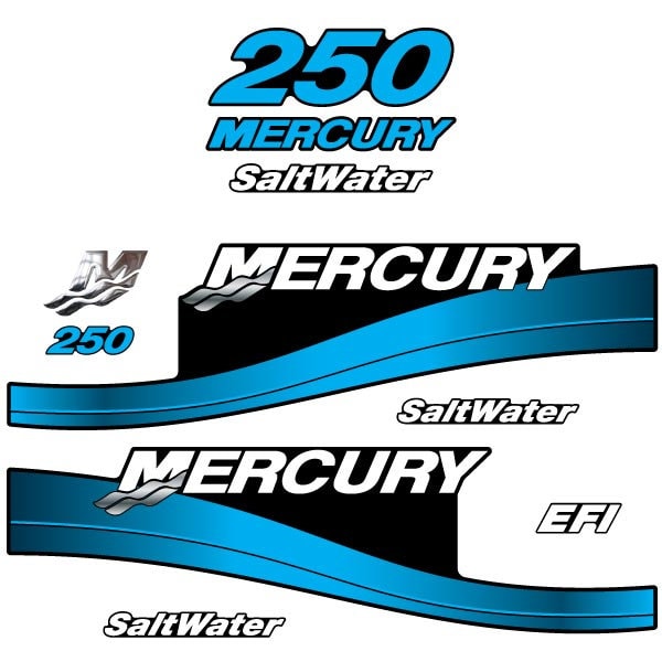 Mercury 250 EFI Saltwater 1999-2004 blue outboard decal sticker set