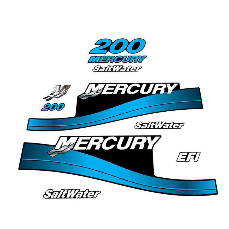 Mercury 200 EFI Saltwater 1999-2004 blue outboard decal sticker set