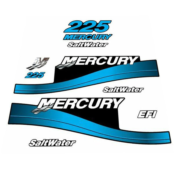 Mercury 225 EFI Saltwater 1999-2004 blue outboard decal sticker set