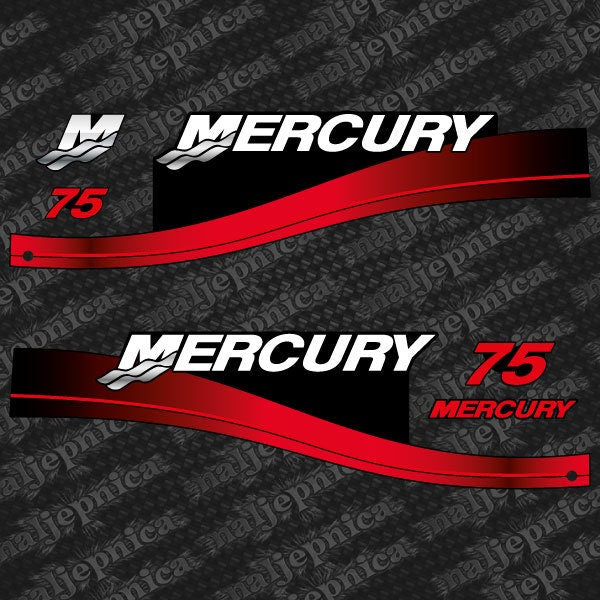 Mercury 75 TS 1999-2004 red outboard decal sticker set