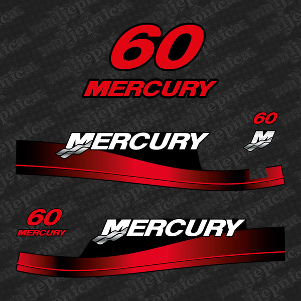 Mercury 60 OW 1999-2006 red outboard decal sticker set