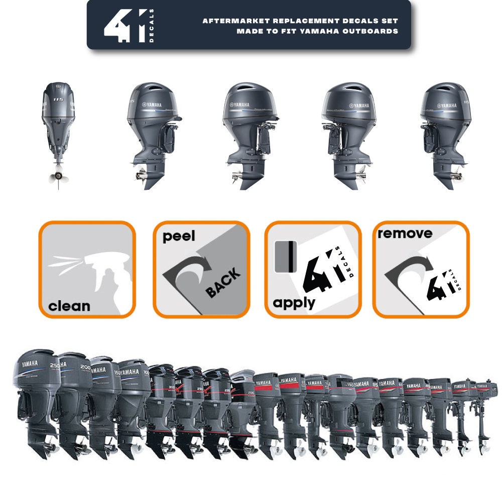 Yamaha 2-Stroke Outboard Decal Sticker Kit – 115hp, Marine Vinyl, Fits 60-90hp