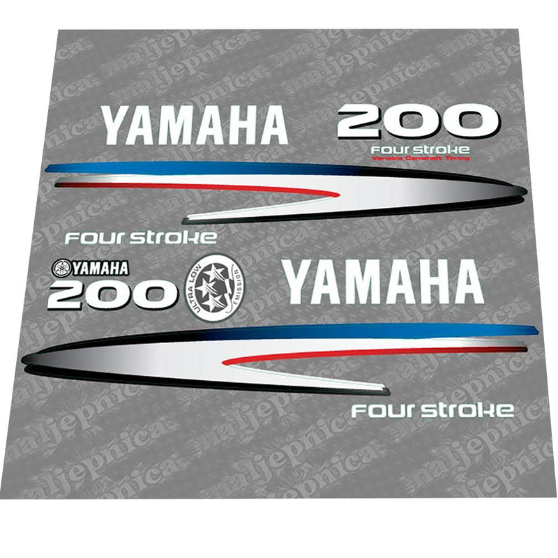 Yamaha 200 Four Stroke (2002-2006) Outboard Decal Sticker Set