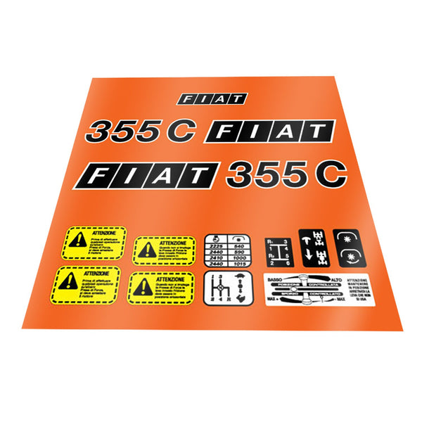 Fiat 355 C Aftermarket Replacement Tractor Decal Sticker Set