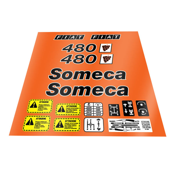 Fiat 480 Someca Aftermarket Replacement Tractor Decal Sticker Set