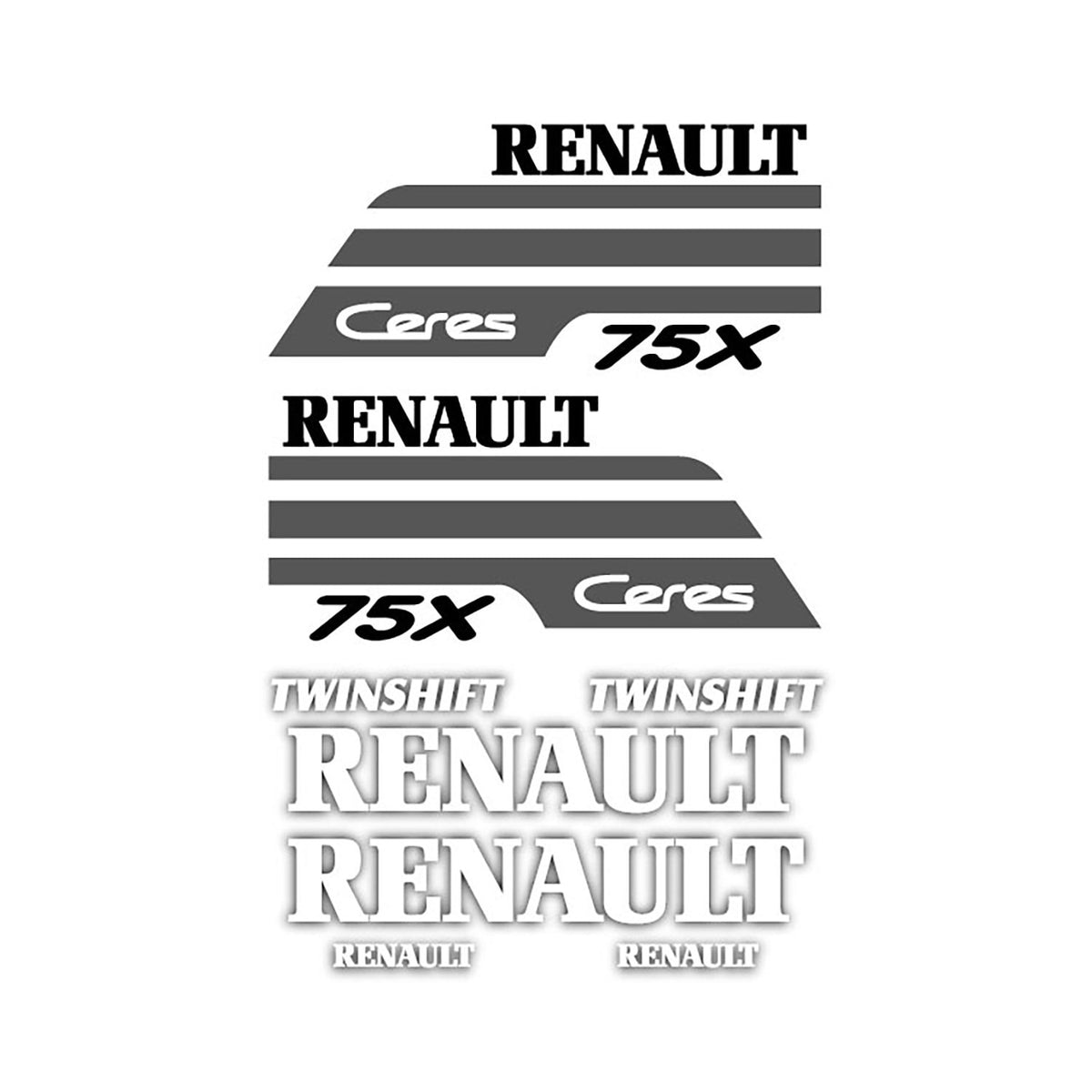 Renault 75X Ceres Aftermarket Replacement Tractor Decal Sticker Set – 4 ...