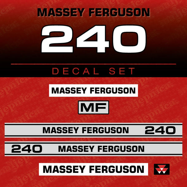 Massey Ferguson 240 (L) Aftermarket Replacement Tractor Decal (Sticker) Set