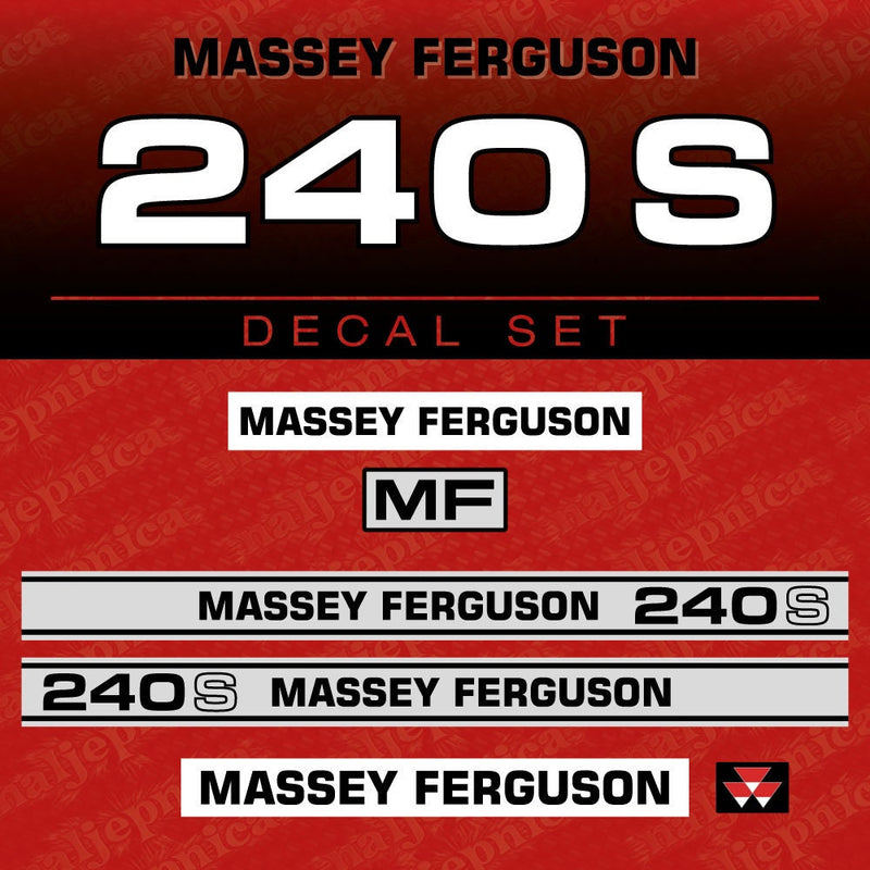 Massey Ferguson 240S (L) Aftermarket Replacement Tractor Decal (Sticker) Set