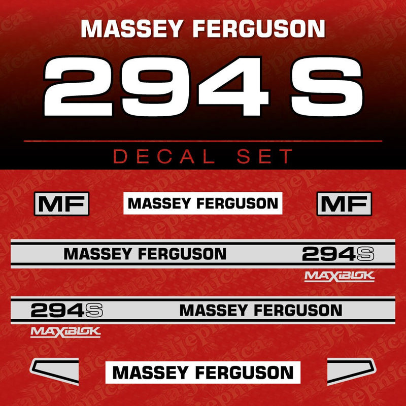 Massey Ferguson 294S Aftermarket Replacement Tractor Decal (Sticker) Set