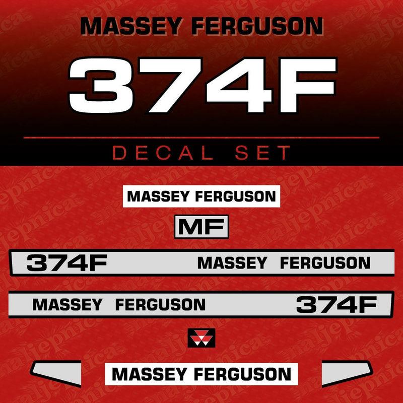 Massey Ferguson 374F Aftermarket Replacement Tractor Decal (Sticker) Set