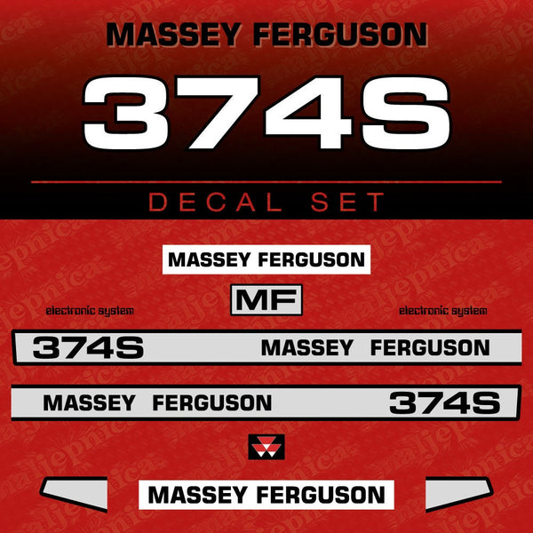 Massey Ferguson 374S Aftermarket Replacement Tractor Decal (Sticker) Set