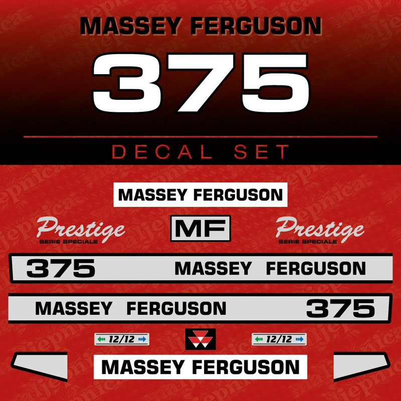 Massey Ferguson 375 Aftermarket Replacement Tractor Decal (Sticker) Set