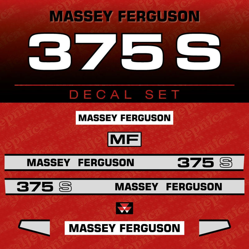 Massey Ferguson 375S Aftermarket Replacement Tractor Decal (Sticker) Set