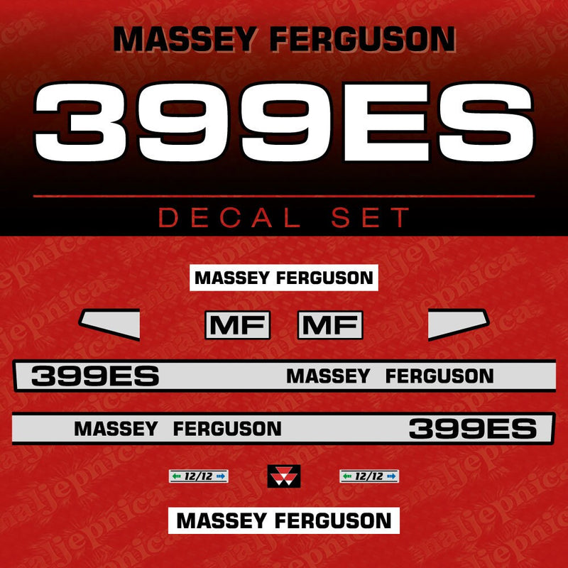 Massey Ferguson 399ES Aftermarket Replacement Tractor Decal (Sticker) Set