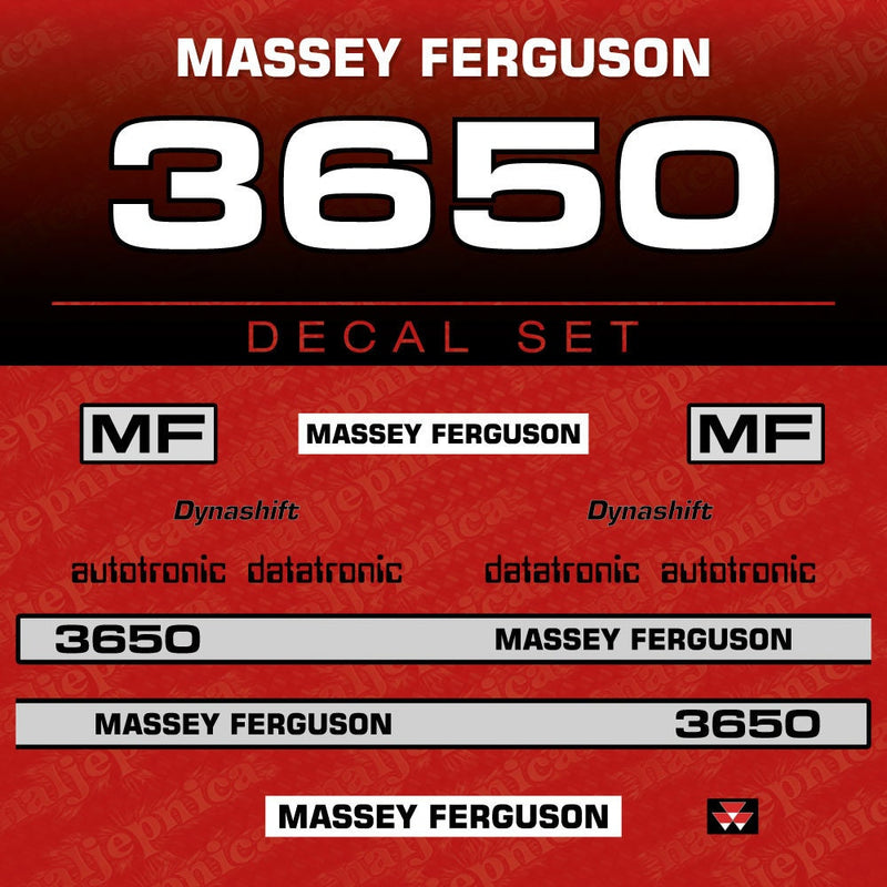 Massey Ferguson 3650 Aftermarket Replacement Tractor Decal (Sticker) Set