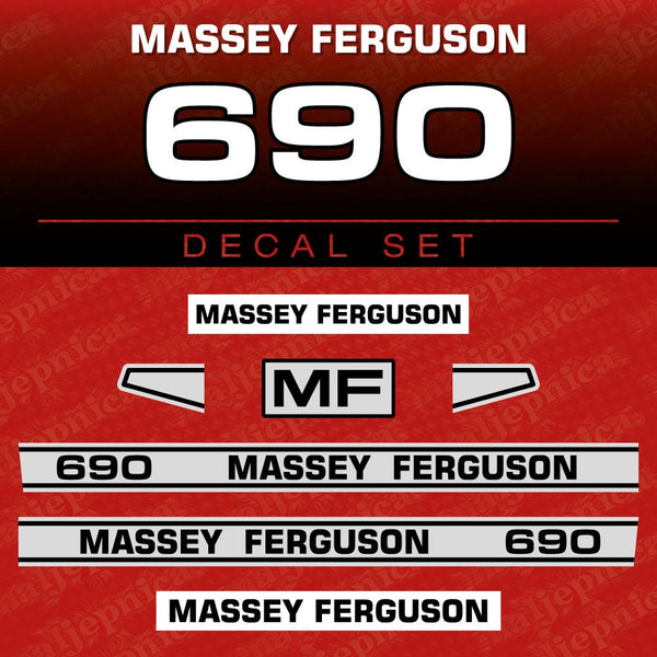 Massey Ferguson 690 Aftermarket Replacement Tractor Decal (Sticker) Set