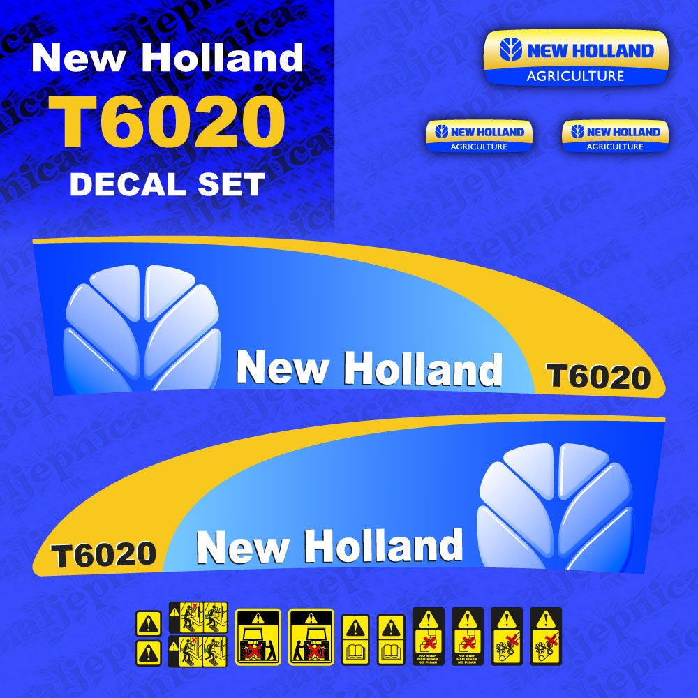 New Holland T6020 Aftermarket Replacement Tractor Decal (Sticker) Set ...