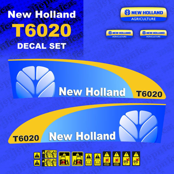 New Holland T6020 Aftermarket Replacement Tractor Decal (Sticker) Set