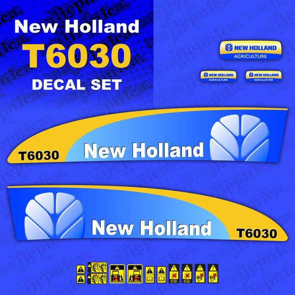 New Holland T6030 Aftermarket Replacement Tractor Decal (Sticker) Set